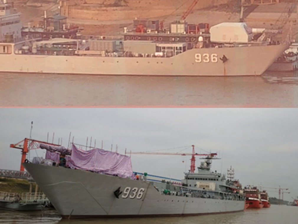 072型登陆舰舰艏安装一门电磁炮样机.jpg