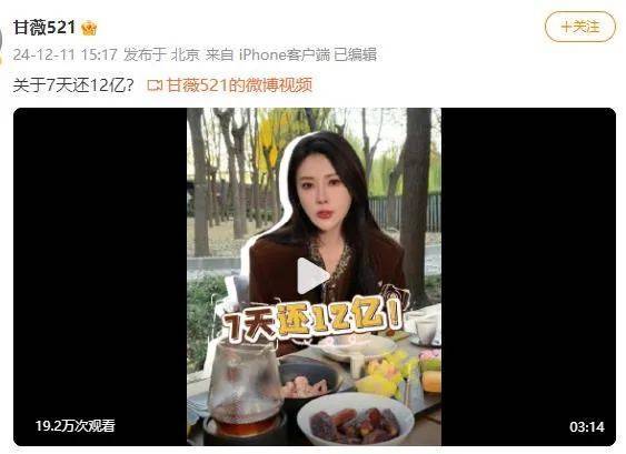 贾跃亭前妻甘薇回应“7天还12亿”